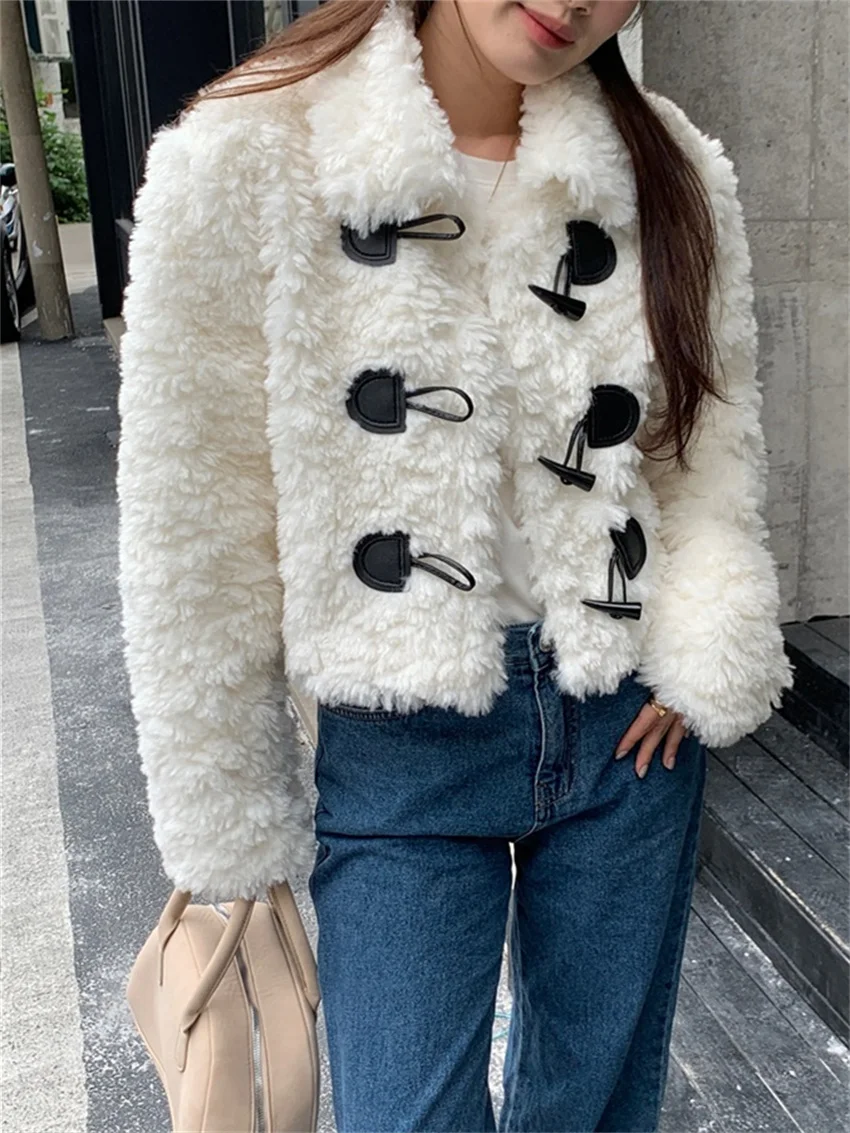 

Alien Kitty White Coats Sweet Solid Chic Office Lady High Street Lazy Style Casual 2023 Elegant Warm Daily Loose All Match