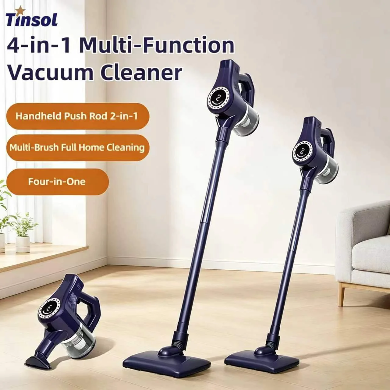 TINSOL 15000PA High Suction Cordless Vacuum Cleaner, Powerful Suction, Cordless Vacuum, Handheld Vacuum and Mop All-in-One