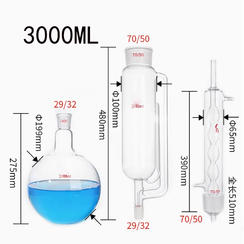 3000ml spherical Soxhlet extractor fat extractor Soxhlet extractor spherical condenser tube extraction cylinder complete set