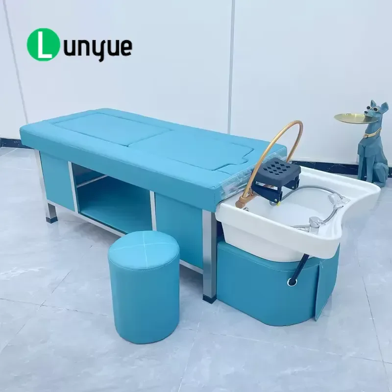 Multifunctional Shampoo Bed with Moxibustion Physiotherapy Function for Hair Therapy Barber Shop Equipment