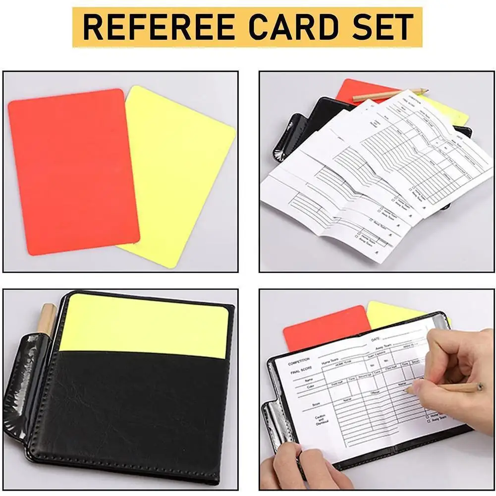 1PCS Sport Football Soccer Referee Wallet Notebook And With Soccer Sports Red Yellow Team Card Card U6K5