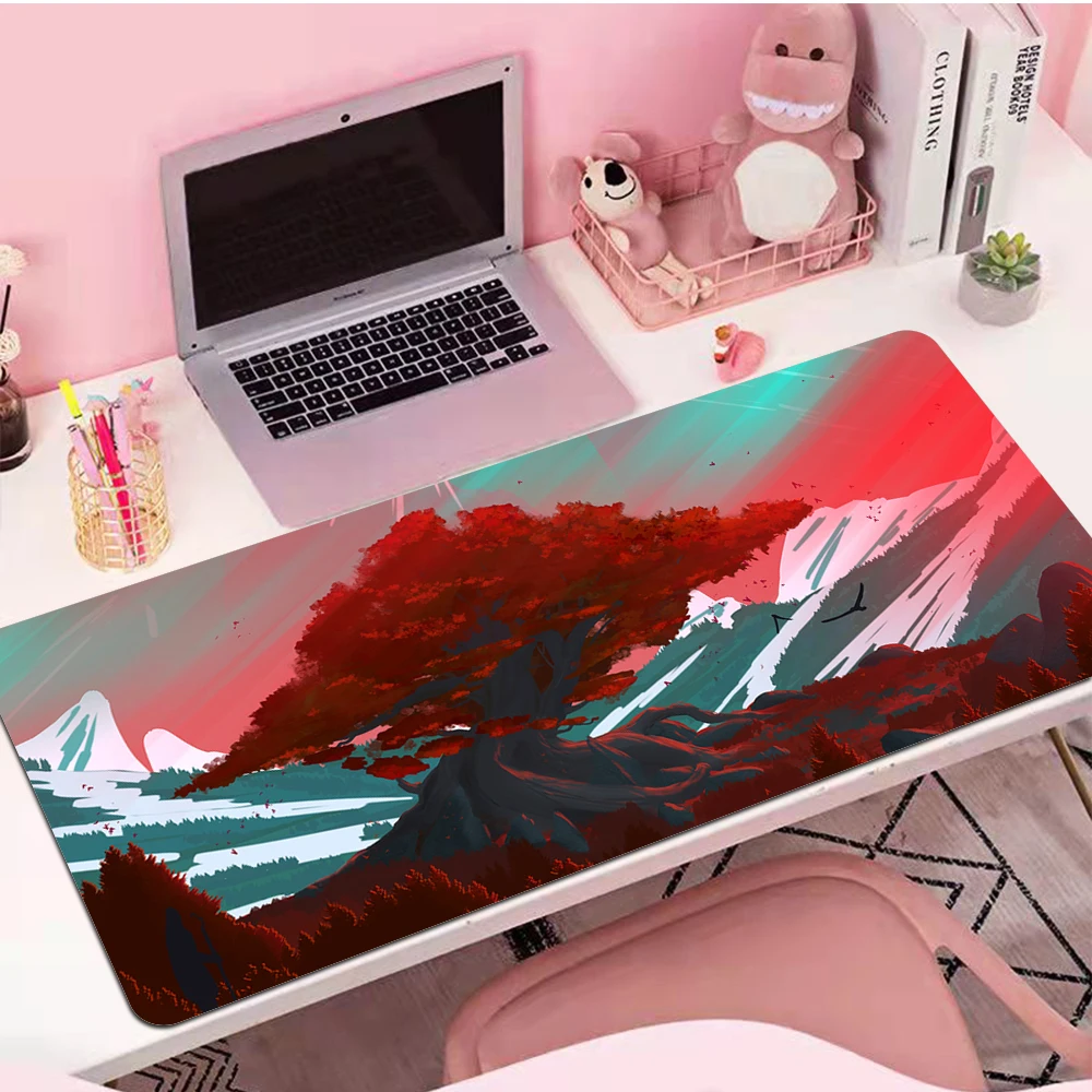 Large Gaming Mousepad Creative Japanese Architecture Mouse Pad Table Mat Neon Computer Gamer Laptop Keyboard Xxl Desk Mat Pad