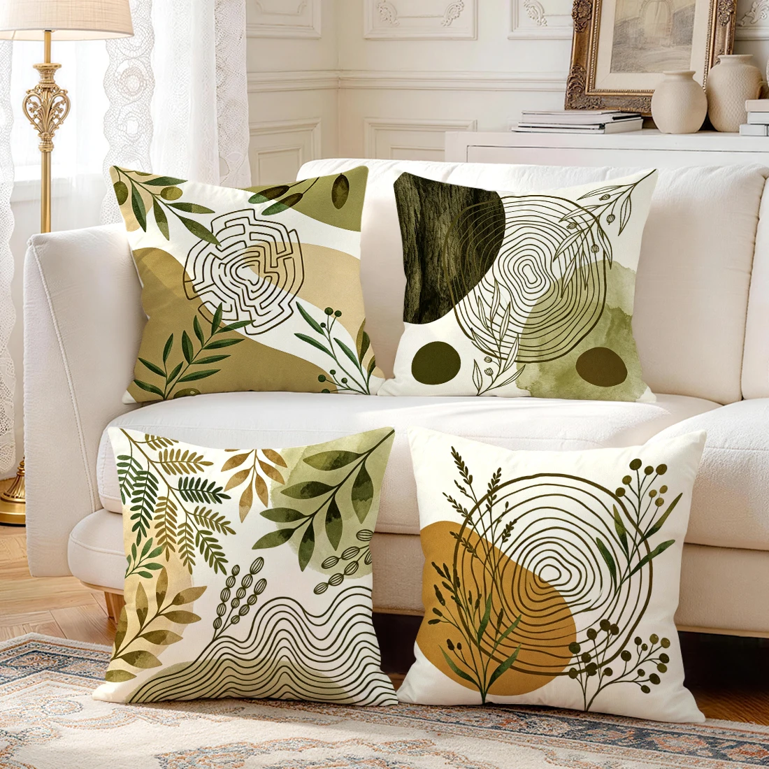 1pcs/4pcs Bohemian Abstract Leaves Cushions Pillowcase Polyester Cushion Cover Throw Pillow Pillowcover Home Car Sofa Decor