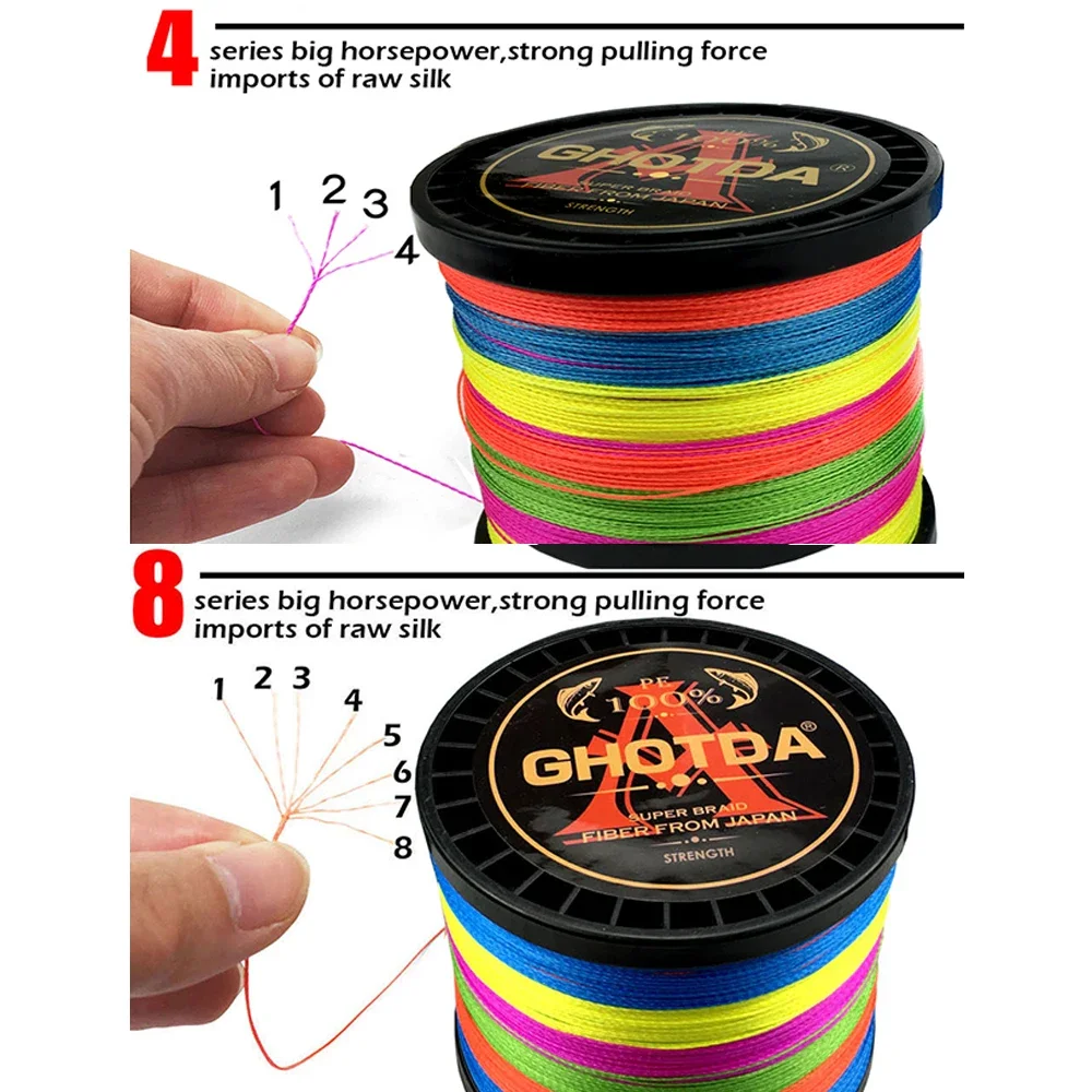 GHOTDA Brand 300M 4Strand Japan Multifilament 100% PE Braided Fishing Line 10LB To 120LB