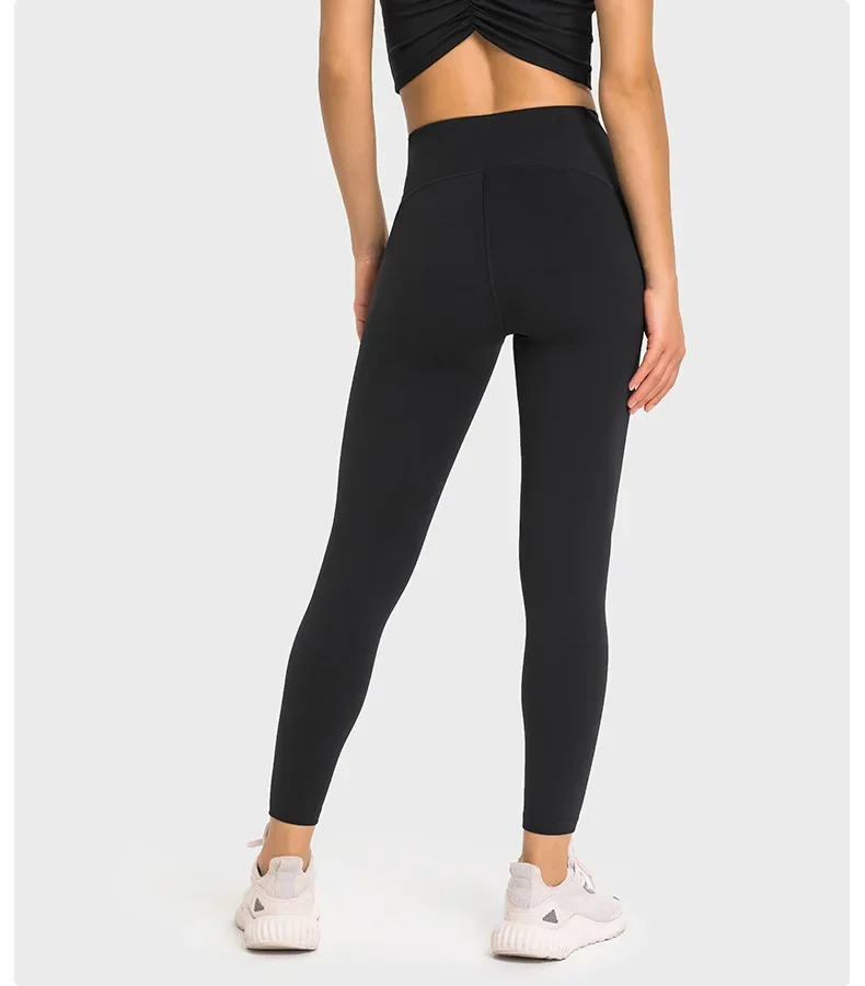 Calças de ioga de cintura alta para mulheres, leggings de treino, calças justas de ginástica, 4 vias, sensação nua, cintura alta, 25 in