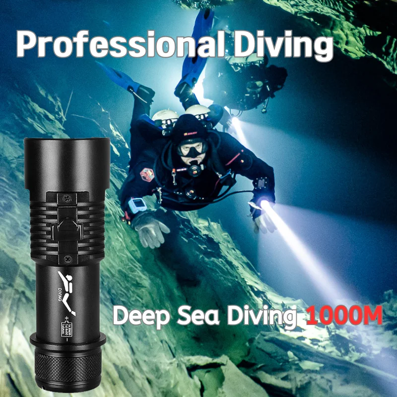 Super 9000LM XHP160 Professional Diving Flashlight 800m Underwater Scuba Diving Torch IPX8 Waterproof Dive Light 26650 Battery