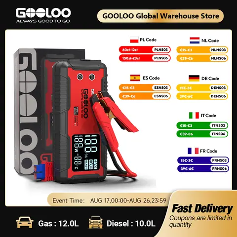 GOOLOO 20000mAh Car Jump Starter 12V Car Battery 4000A Peak Current Portable Charger Portable Power Bank for Emergency Device