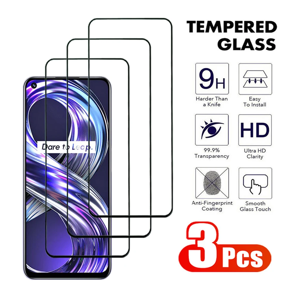 3Pcs 9D Protective Tempered Glass For Realme  8 9 10 11 Pro Plus 4G 5G Speed Full Cover Screen Protector Transparent glass Film