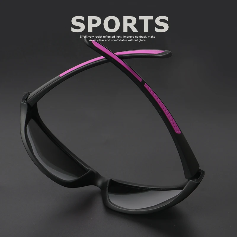 Polarized Sports Sunglasses for Men Women Running Fishing TAC Lens Anti Glare Soft Silicone Non-Slip Temple Outdoor Eyewear UV image 4