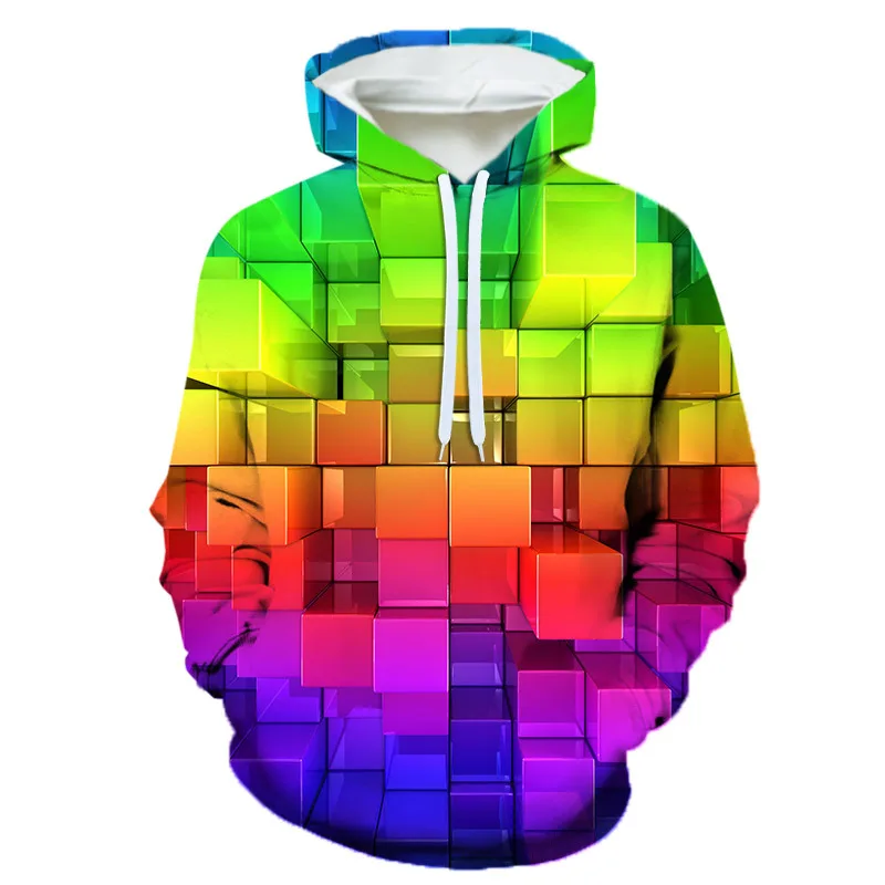 Men's Printed Hoodie 3D Creative Building Block Series Men's Hoodie New Fashion Casual Popular Men's Long Sleeved Tops