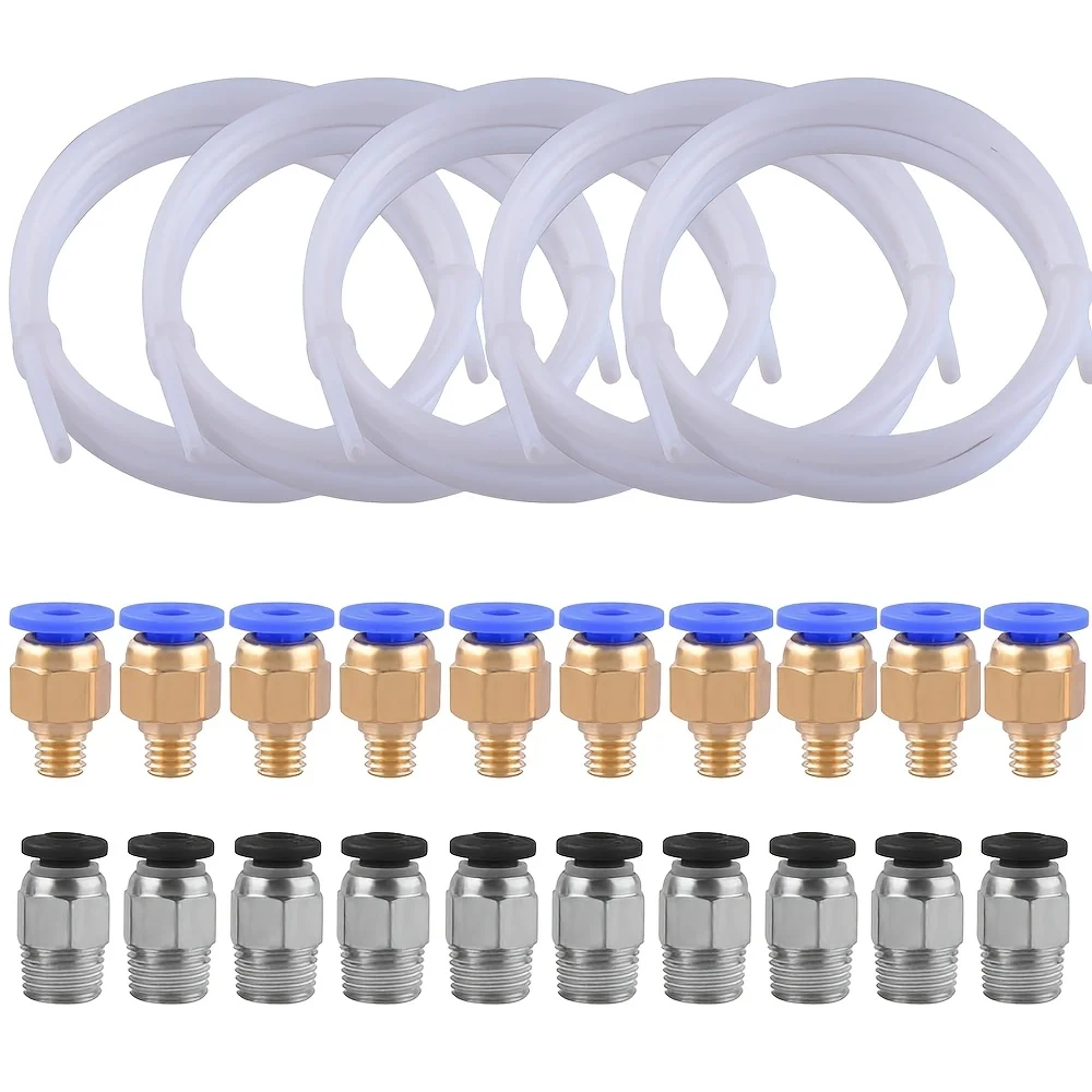 

5Pcs 1m PTFE Teflon Tube with 10Pcs PC4-M6 + 10Pcs PC4-01 Connectors, for 3D Printer 1.75mm Filament