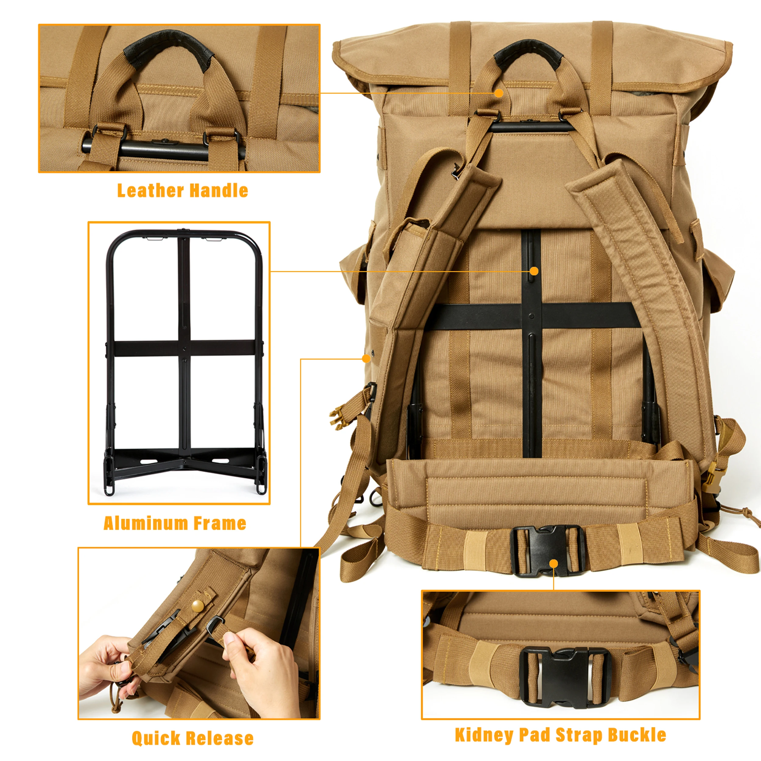 AKMAX Militare Alice Pack Esercito Sopravvivenza Combattimento ALICE Zaino Zaino Borsa da campo tattica Zaino con telaio Coyote