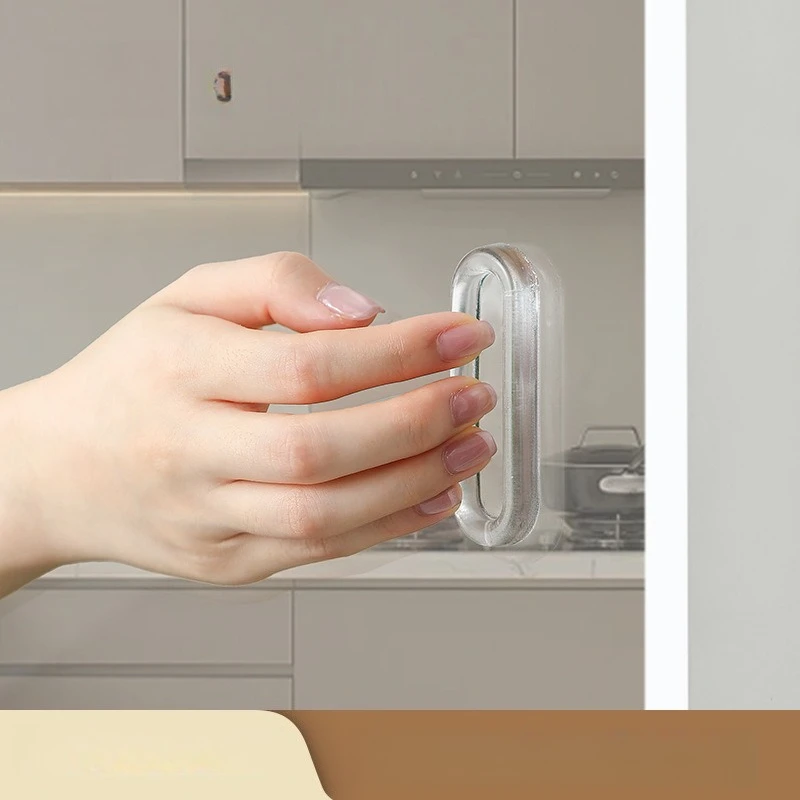 Self-adhesive Sliding Door Handle No Punch Sliding Door Handle Aluminum Alloy Wooden Door Kitchen Cabinet Door Handle