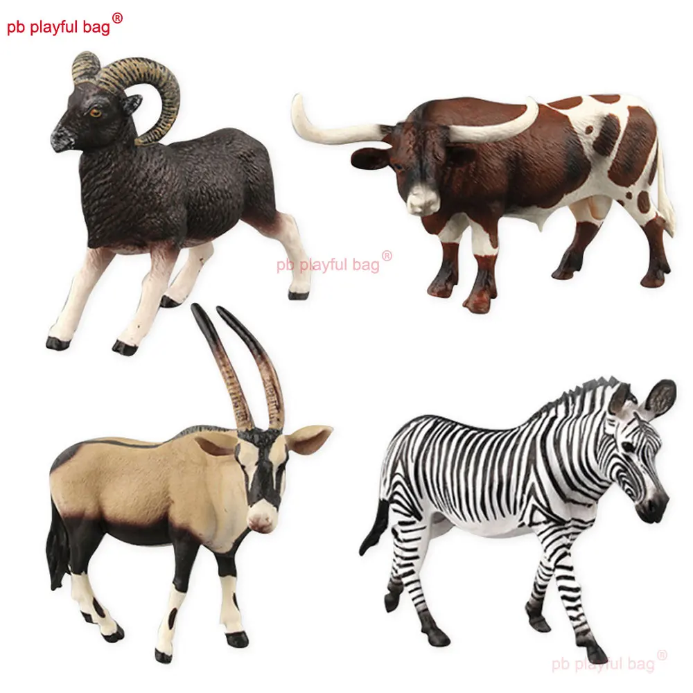 Simulation Ranch Animal Figurine Poultry Antelope Zebra Pan Sheep Solid Model Decor Action Figure Kids Educational Toys ZG388