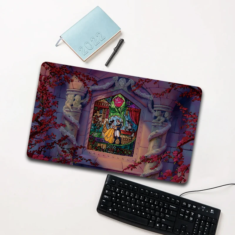 

Disney Beauty and the Beast Stained Glass Mouse Pad Large Non-slip Waterproof Desk Mat for Computer Laptop