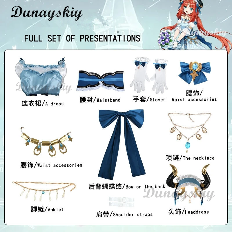 Costume de Cosplay Nilou Genshin Impact pour Femme, Perruque, Cheveux Rouges, Robe de Danseuse, Uniforme de Carnaval, Costumes d'Halloween Anime