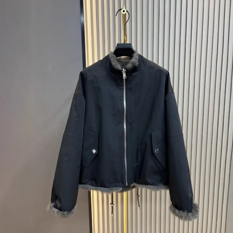 2025 New Fur-Lined One-Piece Furry Coat For Ladies Korean Style Reversible Parkas Winter Faux Fur Coat Warm Comfortable Women