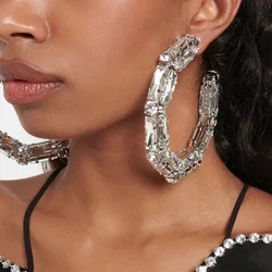 Stonefans Circle Large Crystal Hoop Earrings for Women 2023 Trending Oversize Statement Rhinestone Dangle Earrings Stud Jewelry