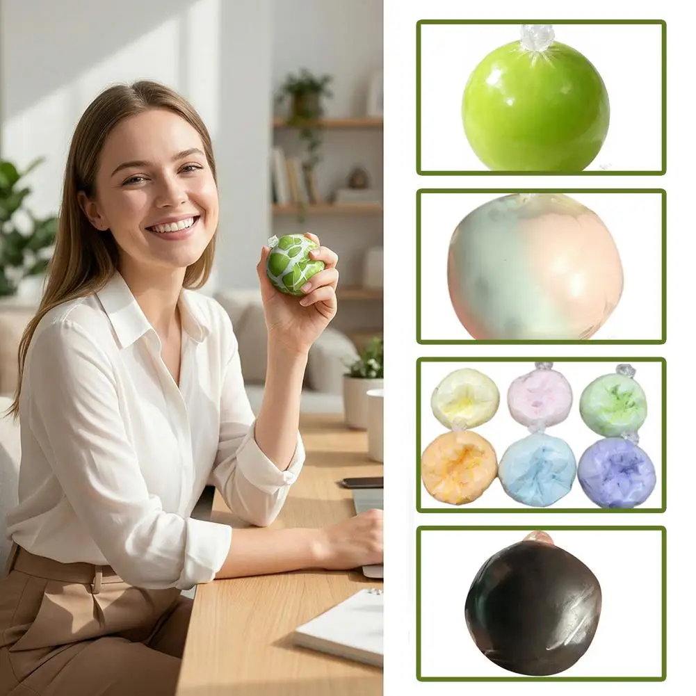 Bola de Cera Aromática Matcha Crispy Skin Squeeze Ball con Aroma a Chocolate con Menta y Leche Arcoíris de Uva Verde, Juguete Antiestrés para el Tiempo Libre
