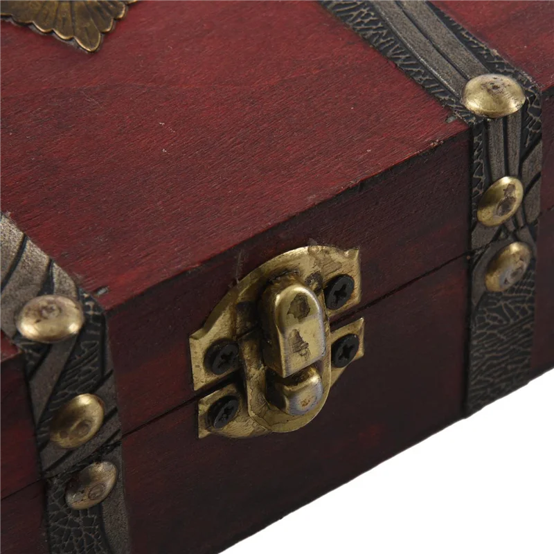 AB33-4X Wooden Vintage Lock Treasure Chest Jewelery Storage Box Case Organiser Ring Gift