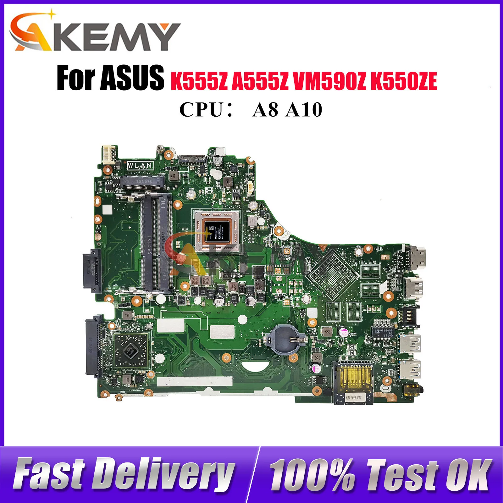 X550ZA Laptop Moederbord Voor ASUS VivoBook X550ZE A555Z VM590Z A550ZE X550Z K550ZE K555Z F550ZE Moederbord Met A8 A10 CPU stk