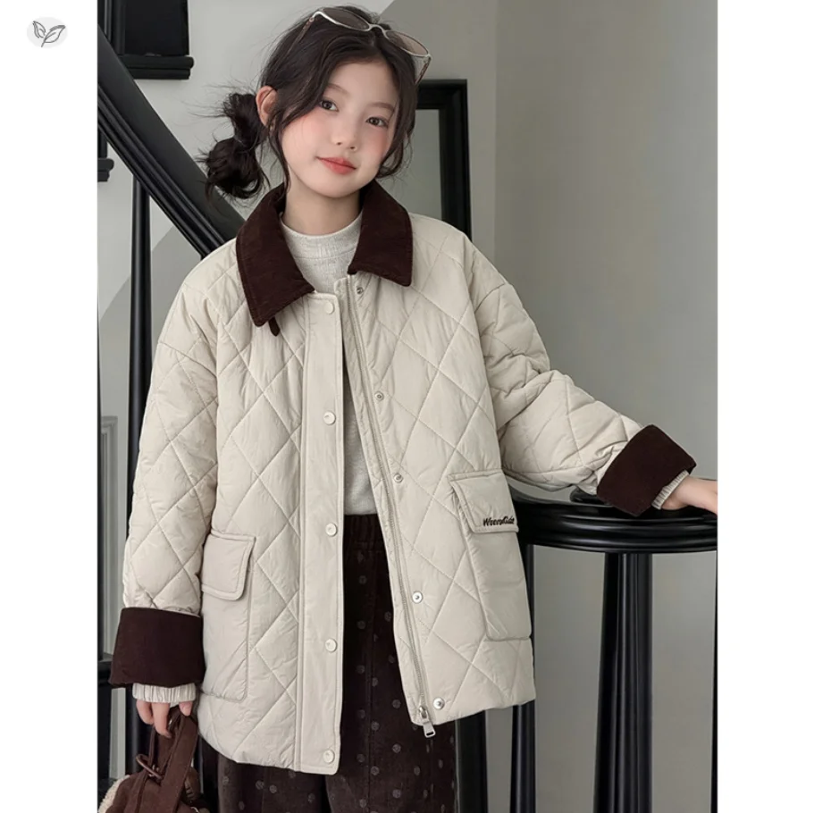 2026 Winter Korean Edition New Quilted Cotton Ling Extra Set for Trendy Girls