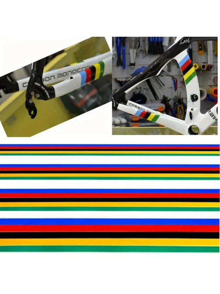 AliExpress NONE 1PC Rainbow Colors Bicycle Stickers Waterproof for MTB Head Tube Fork Top Tube Personalised Decoration Road Bike Vinyl Decals