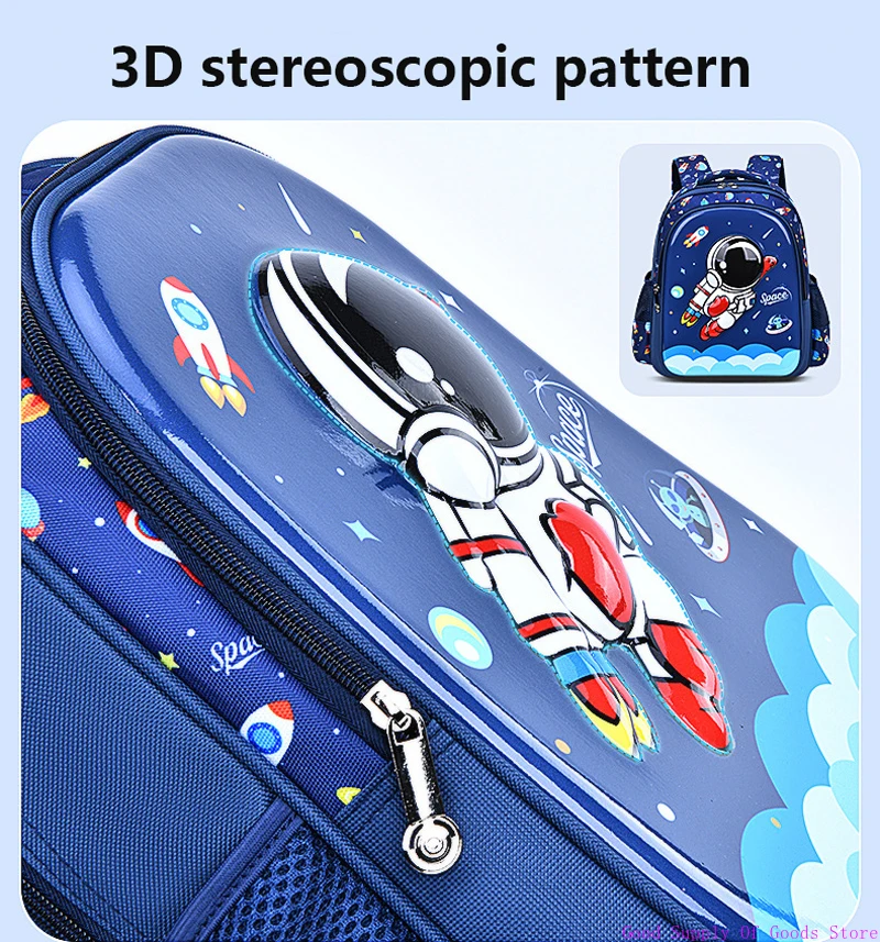 Bolsa de ombro infantil dos desenhos animados 3d estereoscópico astronauta mochila à prova dwaterproof água criança menino sonho escola primária