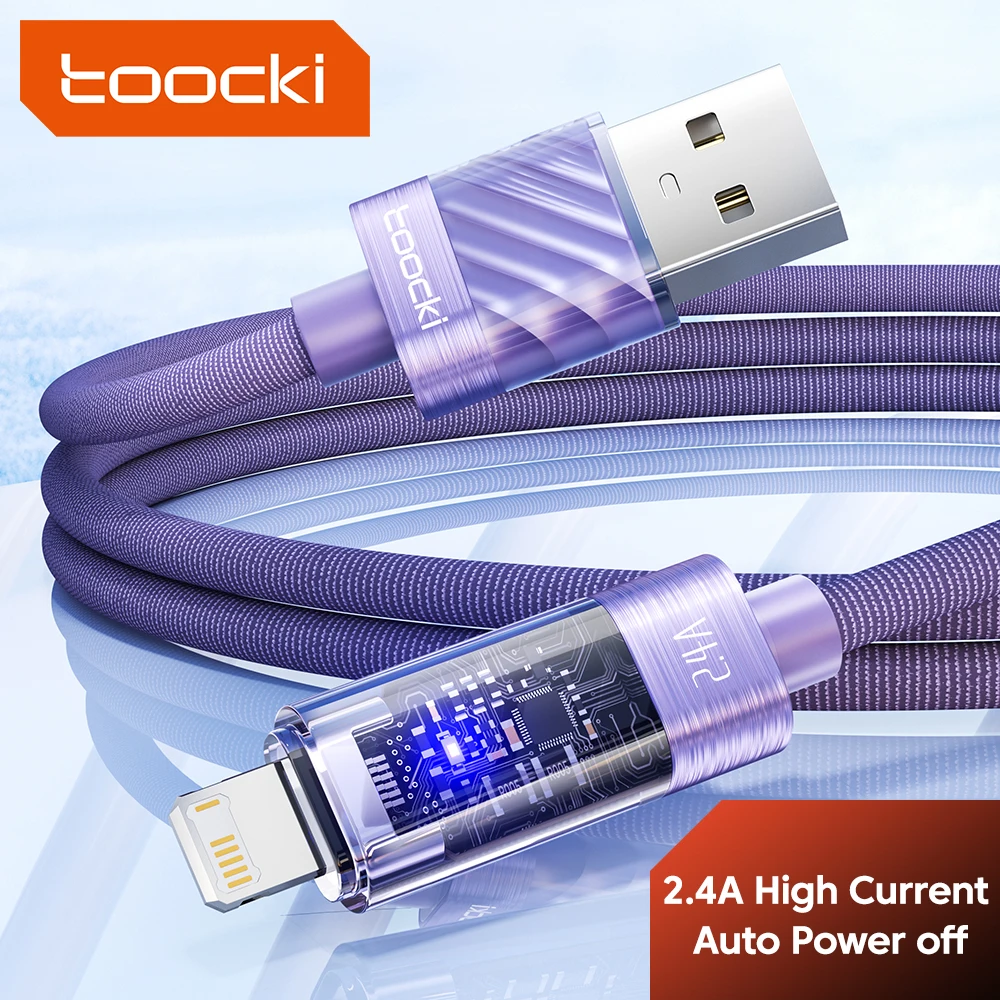 Toocki 2,4 A USB-Kabel für iPhone Smart Power Off Schnellladekabel für Airpods iPhone 14 13 12 11 Pro Max Plus iPad Datenkabel