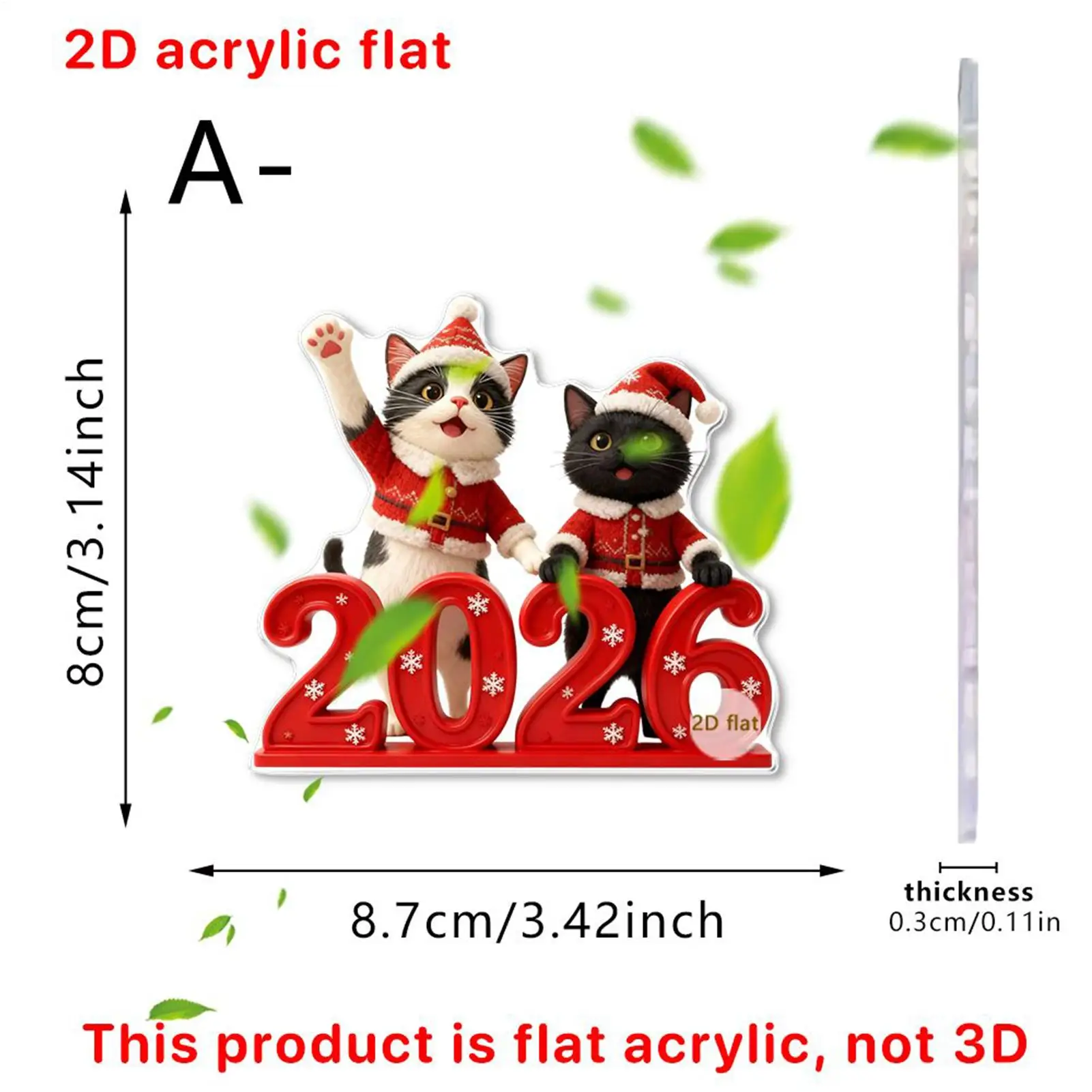 2D Flat Christmas Cat Decoration Pendant Christmas Tree Decorations 2D Cute Cat Pendants Decorative Small Kitten Tree Ornament view 6