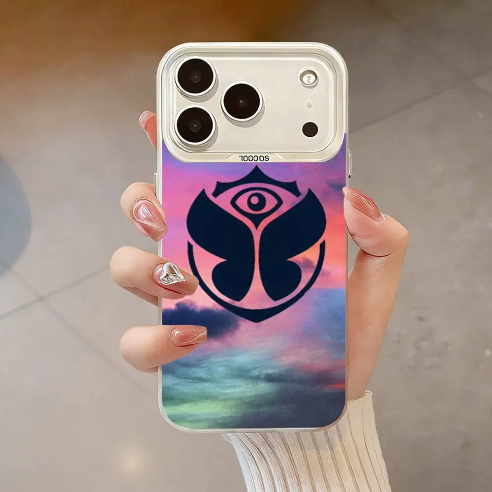 Coque de téléphone musicale Festival t-tomorrowland, pour iPhone 17,16,13,12,X,11,15,14,Pro,Max,Plus,SE4,Air,Mini blanc IMD HD mat