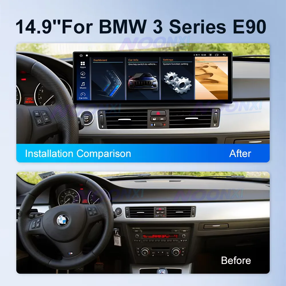 14.9 inch Android 14 Car Radio For BMW 3 Series E90 3k Screen CarPlay Multimedia Player Head Unit Stereo Navi Display Video DSP