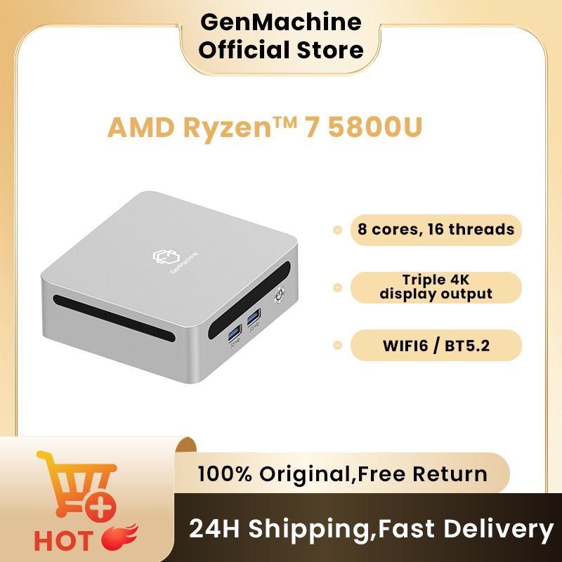  GenMachine AMD Ryzen 7 5800U Windows 11 Ryzen MINI PC DDR4 16/32GB 256/512GB SSD WIFI6 RTL8852, BT5.2 Diy Gaming Computer 
