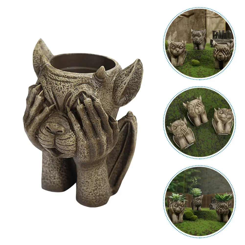 

Garden Flowerpot Decor Resin Container Exquisite Workmanship Chic Creative Gift Green Plant Flowerpot Plants Container