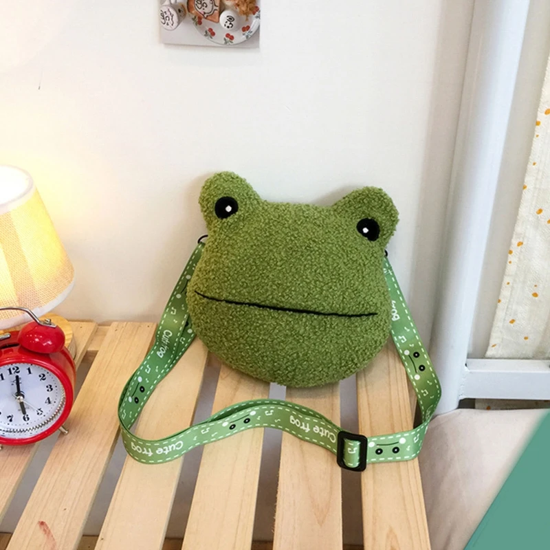 New Funny Frog Shoulder Bag Lady Cute Cartoon Doll Plush Mobile Phone Bag Women Coin Purse