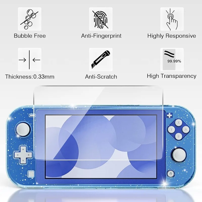 Étui de protection Nintendo Switch Lite, design de protection double face, film trempé d\'écran, capuchons continent 4 pouces