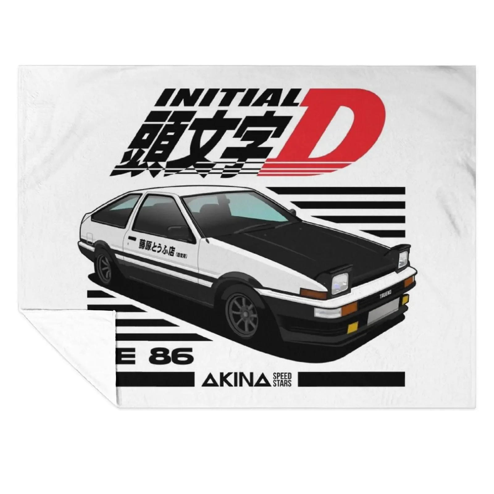 

AE86 Initial D Throw Blanket bed plaid Flannel Fabric Bed linens decorative Blankets
