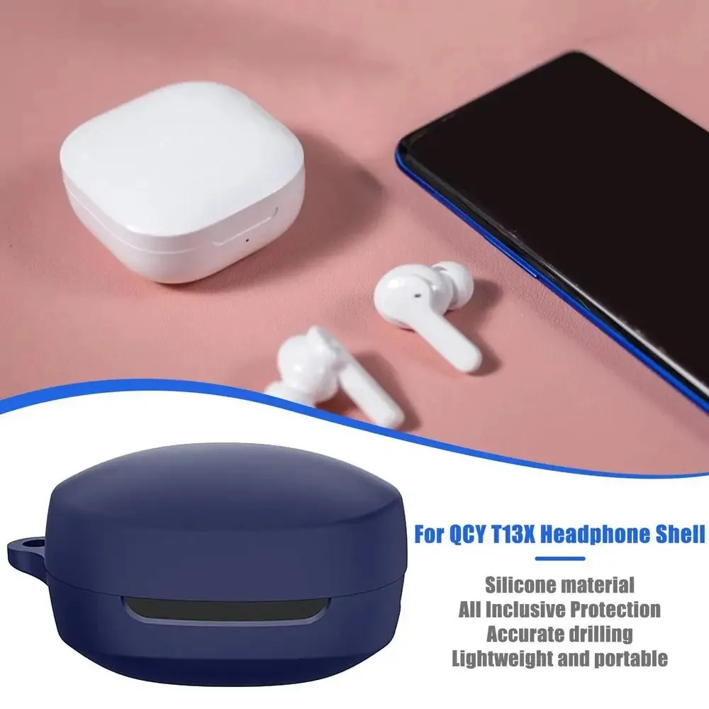 جراب سماعة أذن سيليكون لين مضاد للسقوط مع خطاف ، غلاف واقي مقاوم للغبار ، QCY T13X ، غطاء واقي ، جديد