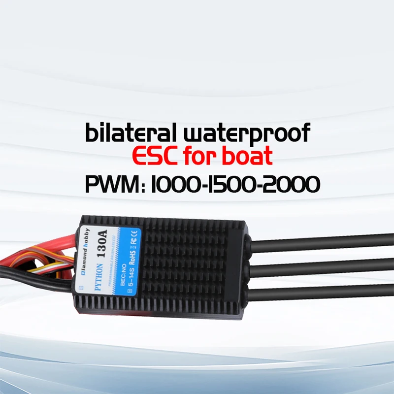 Dh 130a Waterdichte Rc Borstelloze Motor Snelheidsregelaar Esc Voor Boot Met Waterkoeling Programmeerbaar