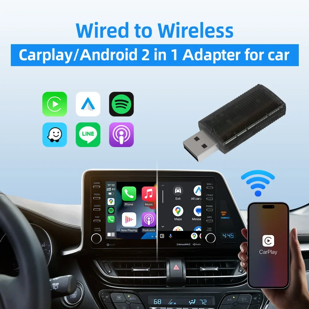 Mini Wireless CarPlay Adapter Car Accessories New 2024 Dongle for WiFi Bluetooth Connect Car Play Plug and Play Smart Systems