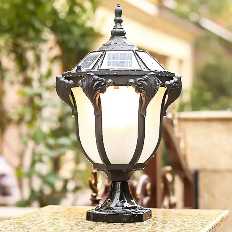 Solar Energy Outdoor LED Pillar Lamp Garden Light Waterproof IP43 Wall Lamp Pathway Landscape Solar Lights for Garden Decoration