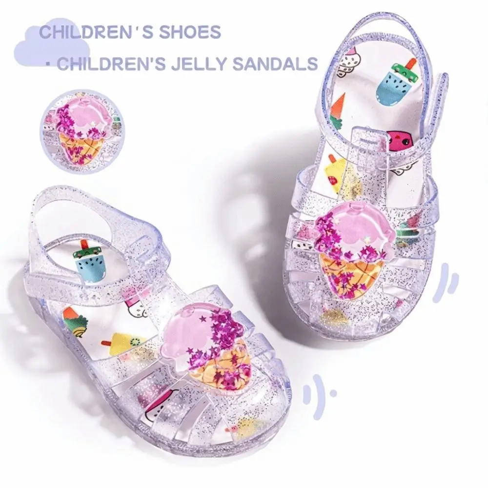 Comfortable Non Slip Jelly Sandals Wear Resistant Waterproof Slide Shoes Soft Sole Glitter Kids Sandals Summer Season