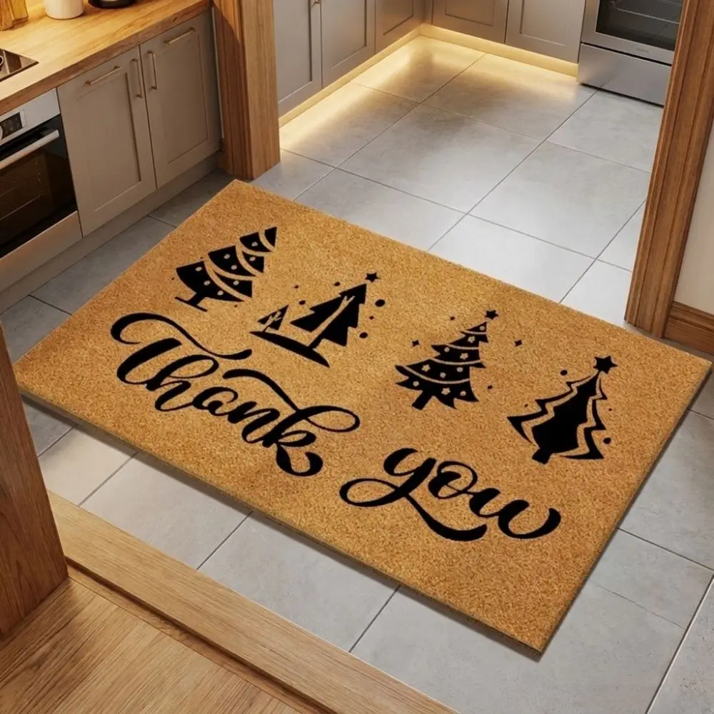 Anti-Slip Christmas Floor Mat Cartoon Pattern Scratch Resistant Pumpkin Pattern Doormat Wear Resistant Thicken