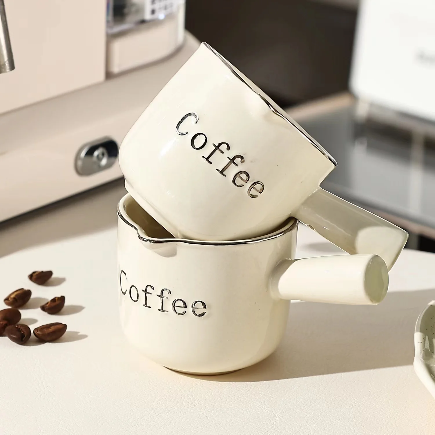 High Appearance Level Espresso Cup With Graduated High-Grade Exquisite Ceramic Coffee Measuring Cup Extract Cup Small Milk Cup