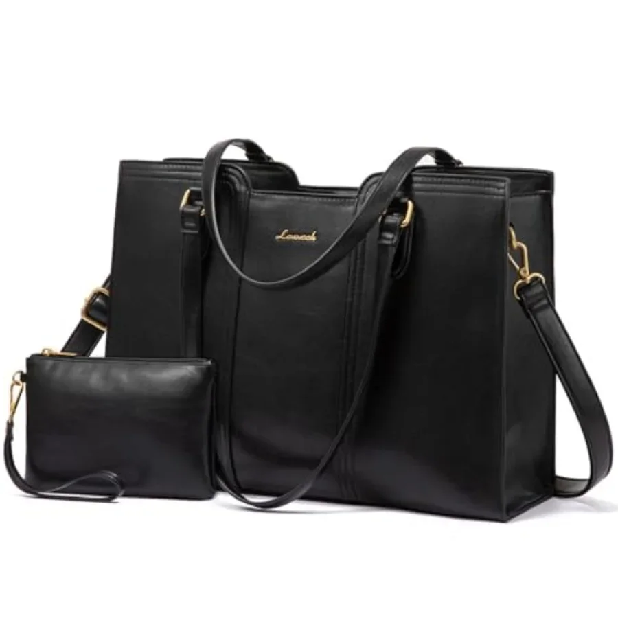 

LOVEVOOK Laptop Bag for Women - Waterproof Work Bag for Women Vintage Laptop Tote Purse with Wristlet