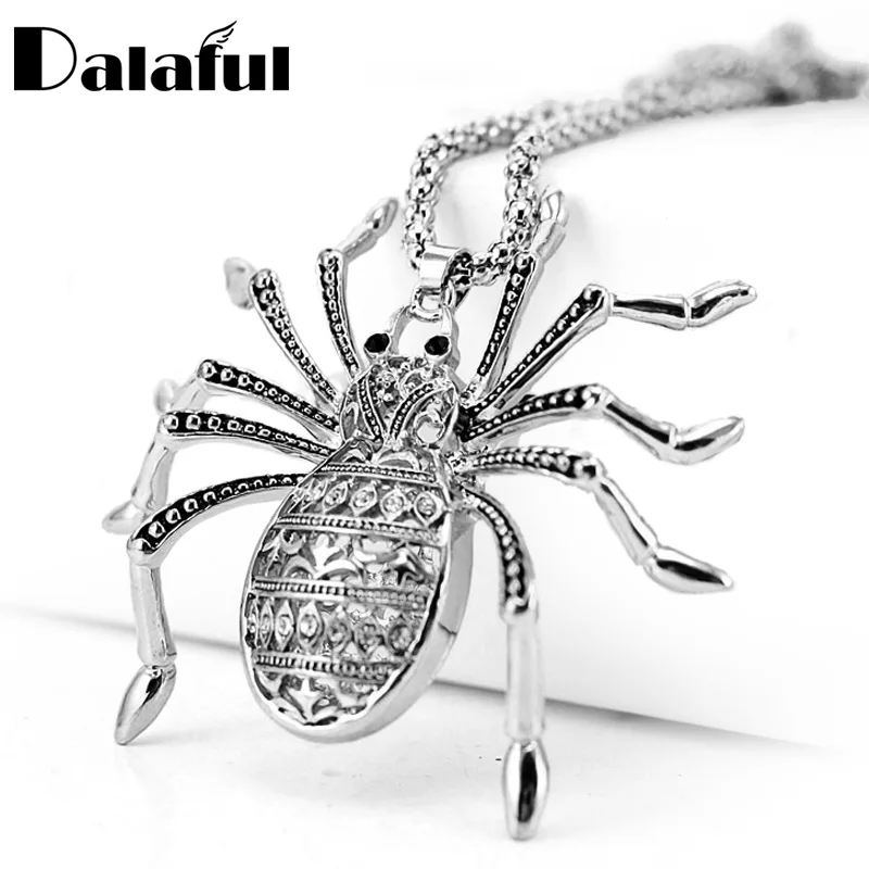 Exquisite Personality Hollow Out Spider Necklace Long Bohemian Crystal  For Women Gift Necklaces Pendants X611