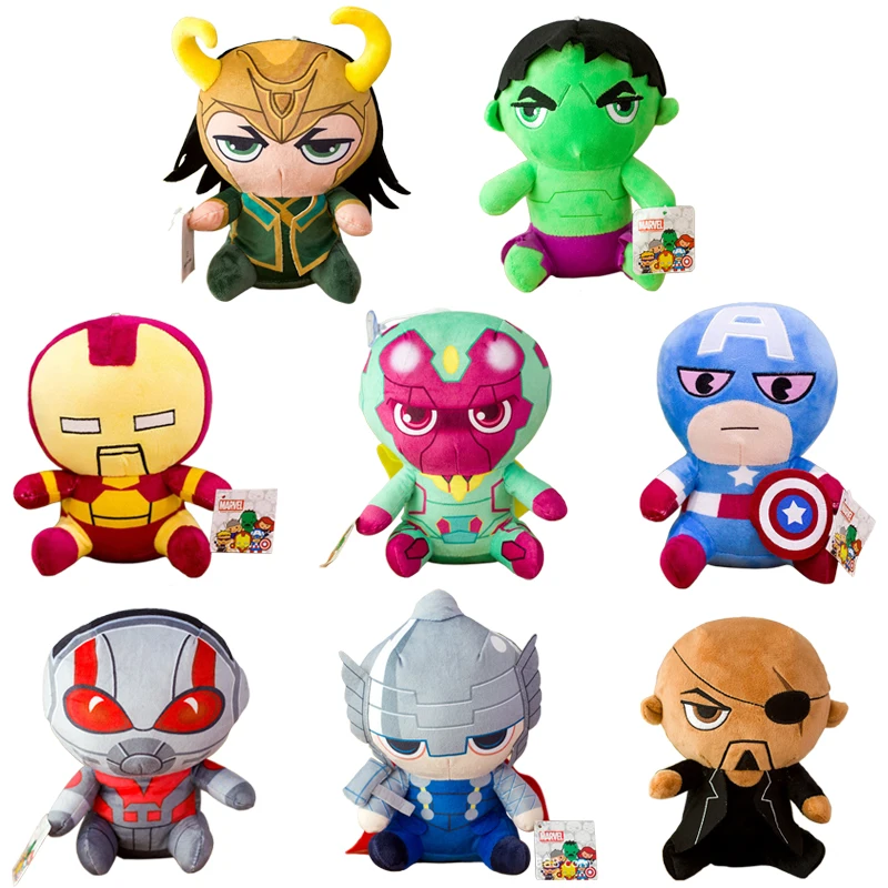 Disney Marvel Avengers Plush Toys Captain America Spiderman Iron Man Hulk Loki Thor Cartoon Anime Stuffed Dolls Kids Gift