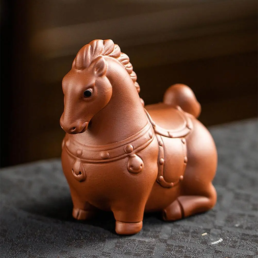 Tea Pet for Life Taste Chinese Style Horse Tea Pet Ornaments Purple Clay Pony Zen Decoration for Desktop Tea Gadget for Brewing