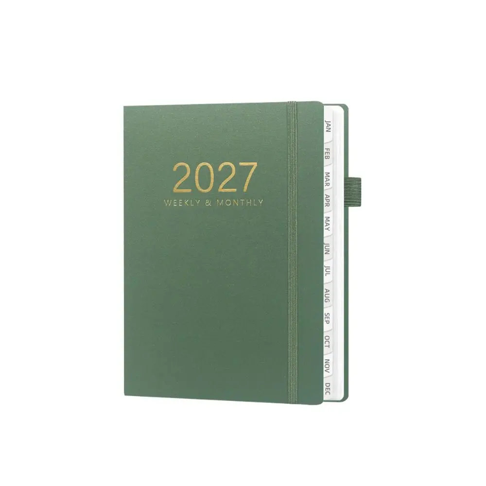 Portable A5 2027 Schedule Book To Do List Textured PU Agenda Book Planner Reminder Calendar Book Gift Giving