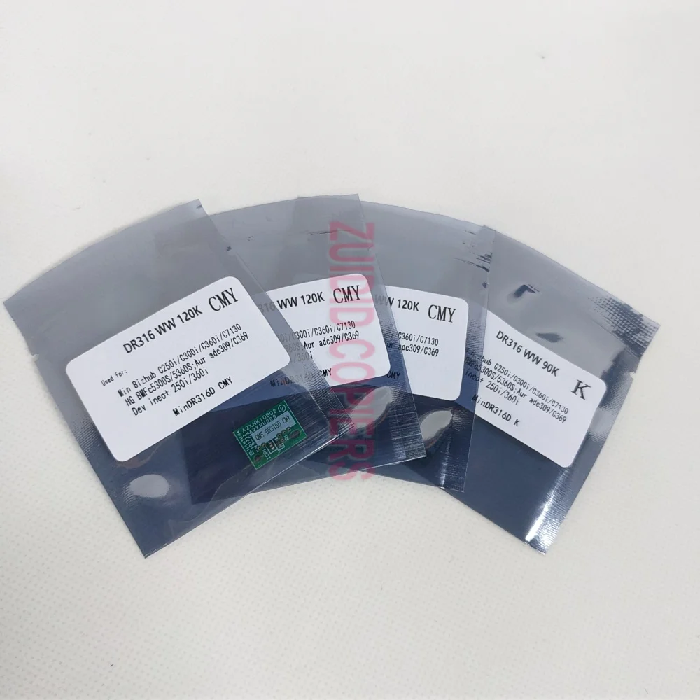 DR316 Chips CMYK Bizhub C250i Drum Unit for Konica Minolta Dev Ineo+ 250i 360i C300i C360i C7130 Cyan Yellow Magenta Black